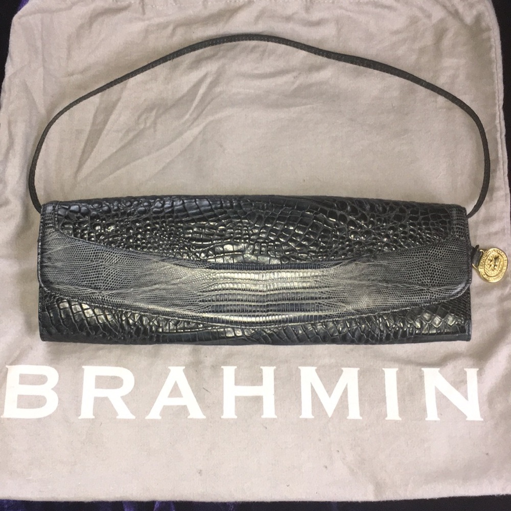 Brahmin Croc Embossed Black Purse/Clutch